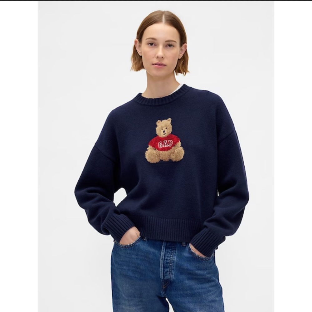 Gap CashSoft Brannan Bear Logo Sweater Navy Small